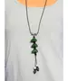 Long Handmade Ceramic Necklace "Green Stones"