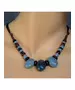 Short Handmade Ceramic Necklace "Blue-Light blue"