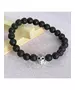 Lava Stone Handmade Men's Bracelet - "Silver Skull"