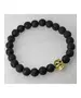 Lava Stone Handmade Men's Bracelet - "Gold Skull -2"