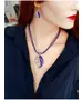 Handmade Necklace & Earrings "Purple Leaf"