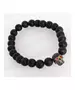 Lava Stone Handmade Men's Bracelet - "Silver-Black Skull"