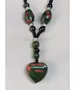 Long Handmade Ceramic Necklace "Green Heart"