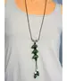 Long Handmade Ceramic Necklace "Green Stones"