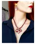 Handmade Necklace & Earrings "Red rhombus"