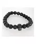 Lava Stone Handmade Men's Bracelet - "Total Black Skull"