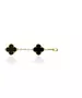 Bracelet with 5 black flowers - Stainless Steel Gold Plated