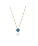 Necklace with 1 blue flower - Stainless Steel Gold Plated