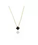 Necklace with 1 black flower - Stainless Steel Gold Plated