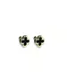 Flower Earrings with Black Onyx - Silver 925 Gold Plated