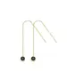 Earrings Black Zircon Thread - Silver 925 Gold Plated