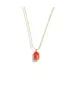 Necklace with Rhodonite - Stainless Steel Gold Plated