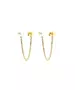 Earrings Double with chain and pearl - Silver 925 and Gold Plated