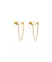 Earrings Double with chain and pearl - Silver 925 and Gold Plated