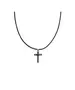 Necklace Cross Black Modern - Stainless Steel Silver - Leather rope thick