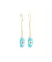 Long Earrings Blue Bead - Silver 925 Gold Plated