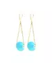 Long Earrings Blue Bead - Silver 925 Gold Plated