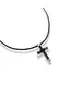 Necklace Cross Black Modern - Stainless Steel Silver - Leather rope thick