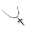 Necklace Cross Modern - Stainless Steel Silver - Leather rope thick