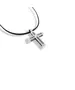 Necklace Cross Coil - Stainless Steel Silver - Leather rope thick