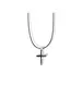 Necklace: Cross Modern,Black - Stainless Steel - Leather rope thick