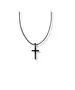 Necklace Cross Black - Stainless Steel - Leather rope thick