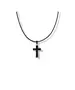 Necklace Cross Black Rounded - Stainless Steel - Leather rope thick