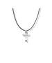 Necklace Cross - Stainless Steel Silver - Leather rope thick