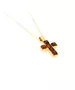 Necklace Cross Amber Stone - Silver 925 - Adjustable chain 50,45,40