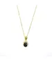 Necklace Diana with Black Stone and Zircons - Silver Gold Plated