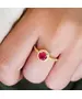 Silver 925 Gold plated ring - Main stone Red with zircons