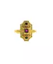 Byzantine Ring - Silver 925 Gold Plated with Pink, Blue and Green Zircons