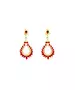 Red Stone Long Earrings - Silver 925 Gold Plated