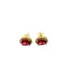 Diana Earrings with Red Stone and Zircons - Silver 925 Gold PLated