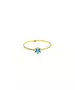 9ct Gold Twist Ring - One Light Blue Stone