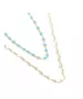 Rosary Light Blue Stones Necklace - Silver 925 Gold Plated