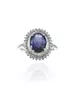 18ct White Gold Ring with Blue Sapphire & Diamonds - 24(64)