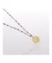 Purple Enamel Rosary Necklace - Stainless Steel Gold Plated