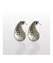 Hammered pearshape Earrings 3.1cm - High quality Stainless Steel