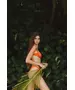 Kampel V Line High Leg Brazil Bikini Bottom In Grapefruit