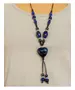 Long Handmade Ceramic Necklace "Blue Heart"