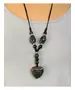 Long Handmade Ceramic Necklace "Green Heart"