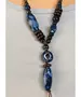 Long Handmade Ceramic Necklace "Blue"