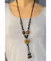 Long Handmade Ceramic Necklace "Yellow-Brown Heart"